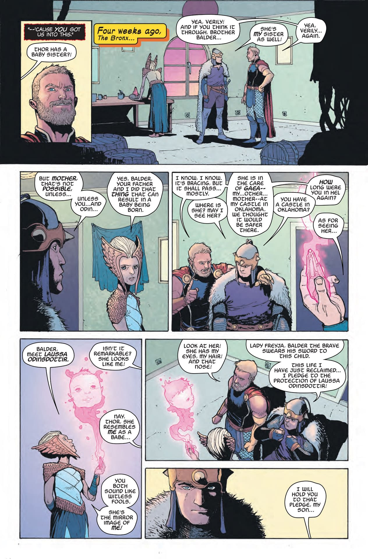 Freya Gives the Sex Talk to Thor and Balder in War of the Realms: Journey Into Mystery #1